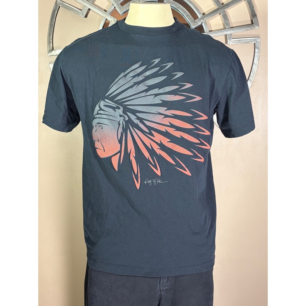 Ring of Fire Mens Black Graphic T-Shirt Headdress Print Size L